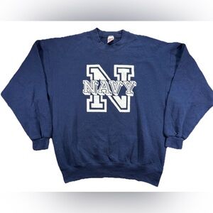 Vintage Soffe Sweats Navy Sweatshirt Men's Large Blue Midshipmen USA MADE Y2K